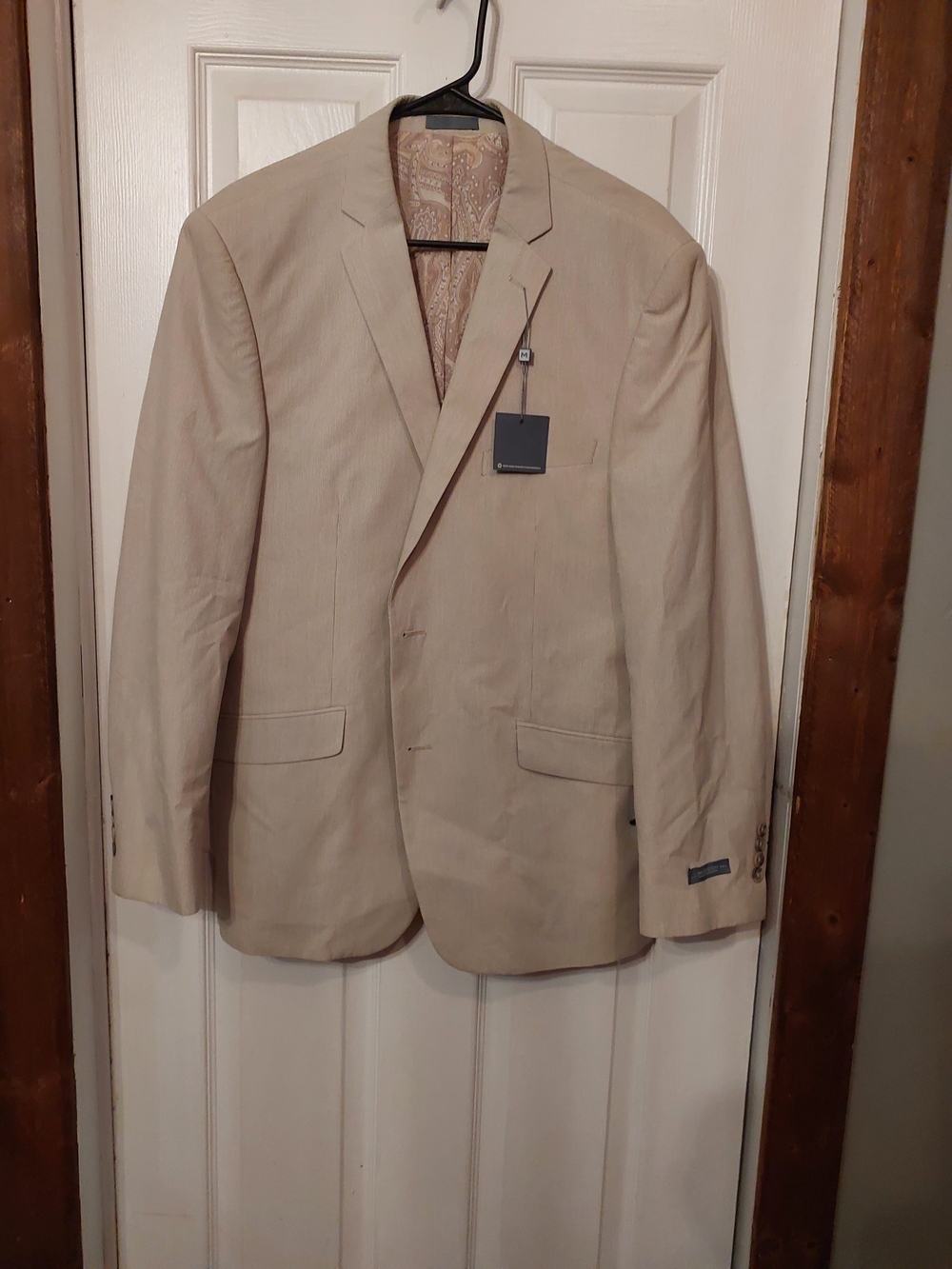 Madison Tan Pinstripe Single-Breasted Sport Coat W/Paisley Lining  42R
